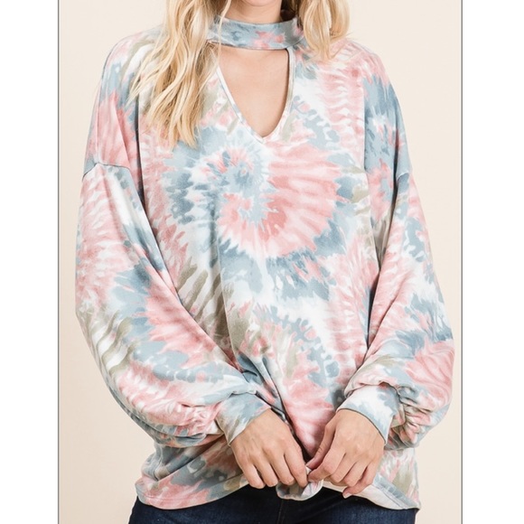 Chic Nation Tops - Tie dye long sleeve top